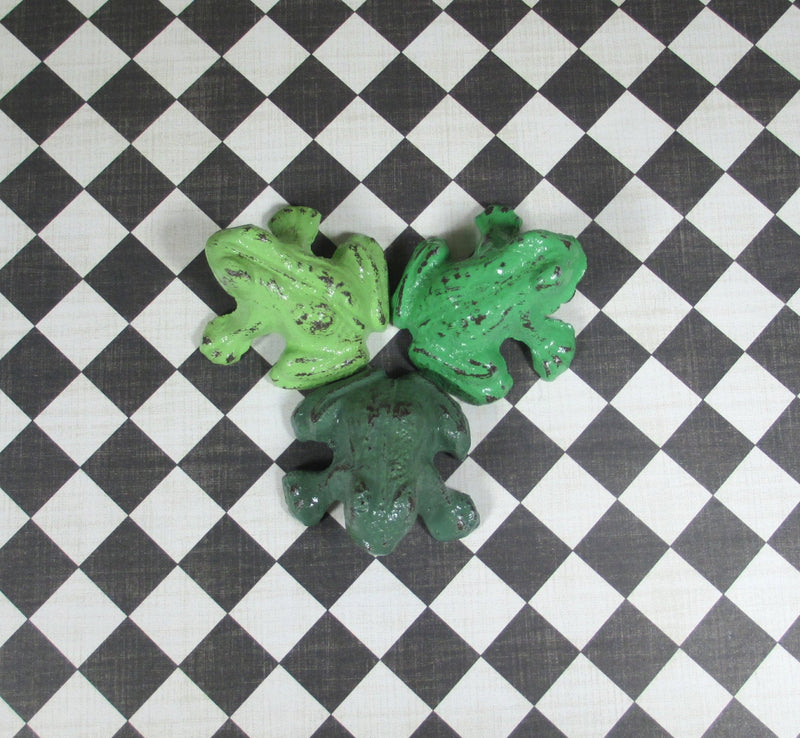 Tree Frog Cast Iron Paperweight Set of 3 Shabby Chic
