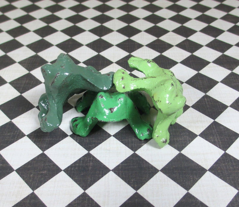 Tree Frog Cast Iron Paperweight Set of 3 Shabby Chic