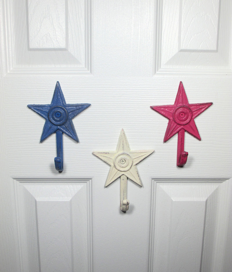 Star Wall Hanger Hooks Set of 3 Cast Iron Shabby Chic