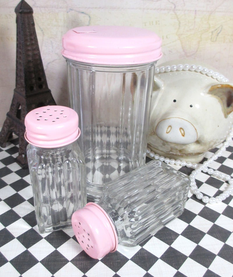 Sugar Dispenser and Salt & Pepper Shakers Set with Painted tops