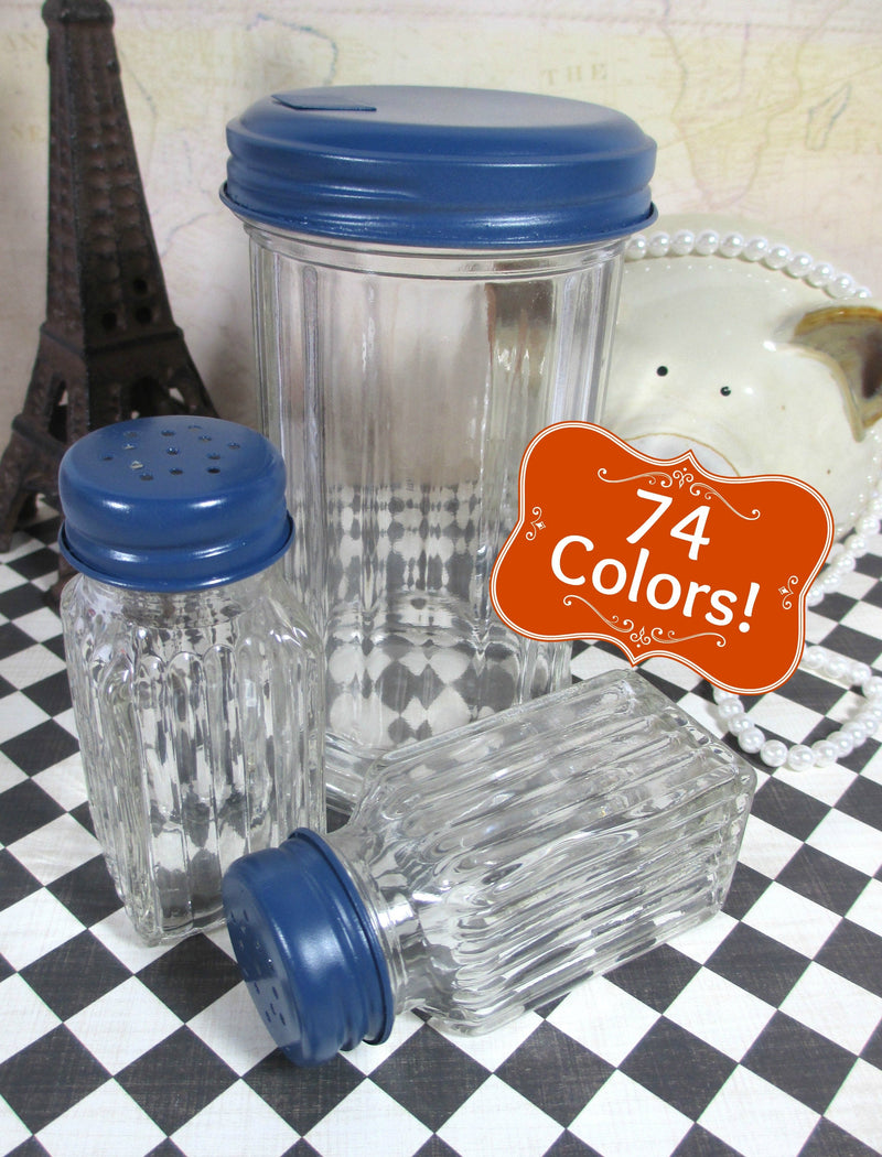 Sugar Dispenser and Salt & Pepper Shakers Set with Painted tops
