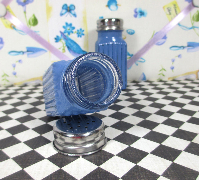 Salt & Pepper Shakers with Painted Glass