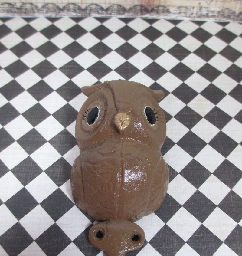 Owl Hook Cast Iron Hand-Painted