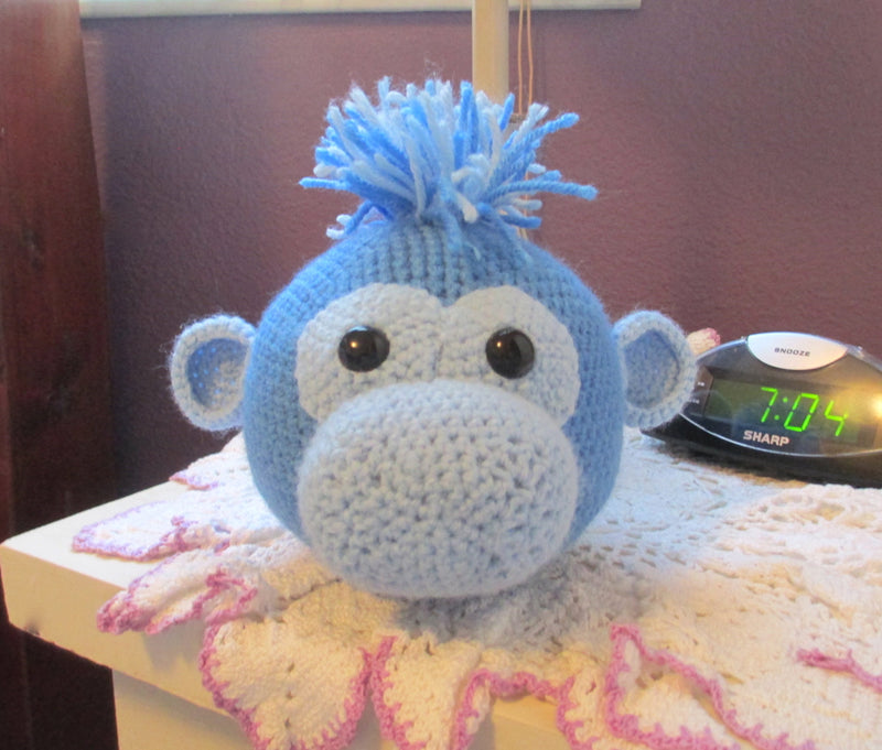 Blue Monkey Crochet Eyeglasses Holder