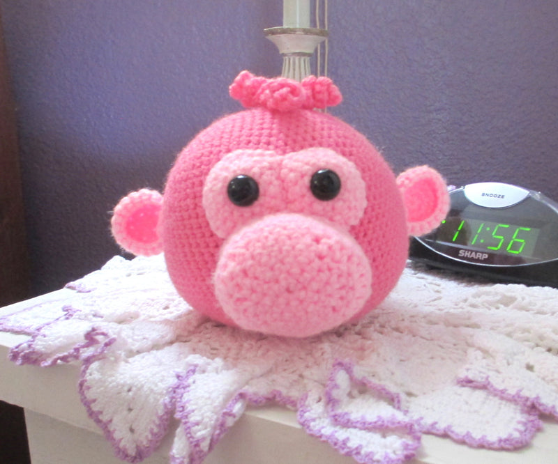 Pink Monkey Crochet Eyeglasses Holder