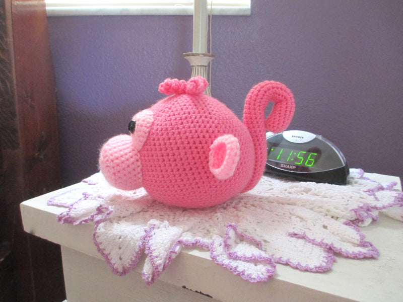 Pink Monkey Crochet Eyeglasses Holder