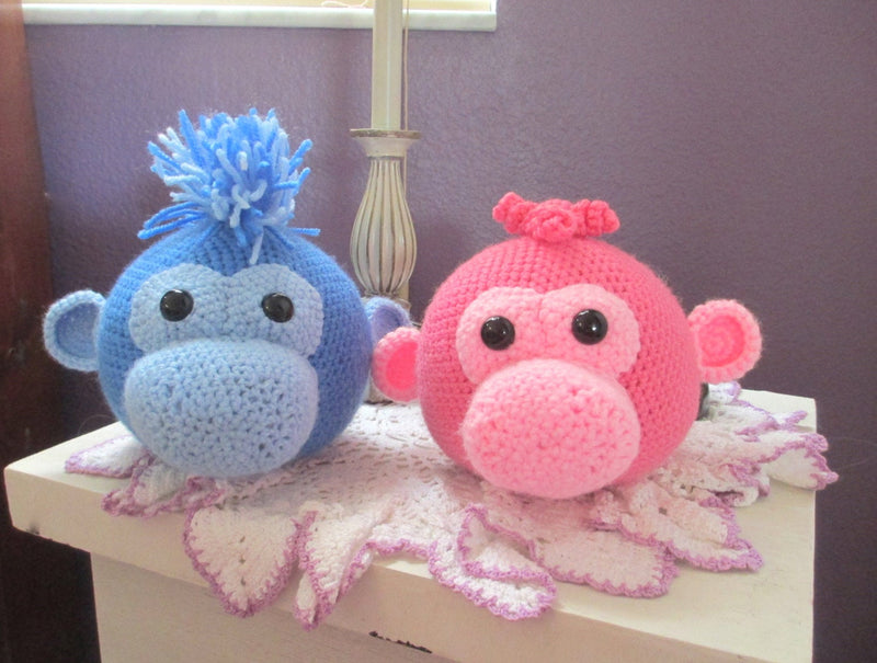 Pink Monkey Crochet Eyeglasses Holder
